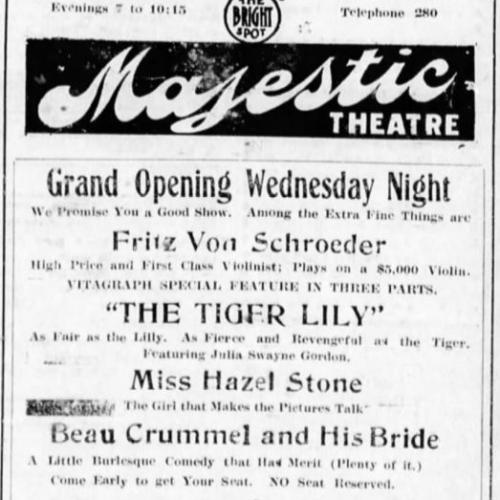 The Majestic theater opens, 1913