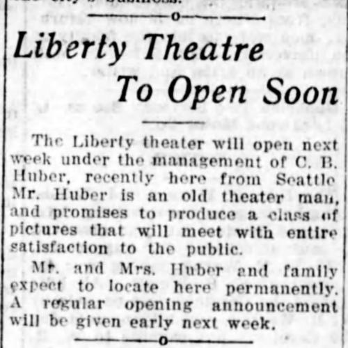 Management changes at the Liberty, 1921