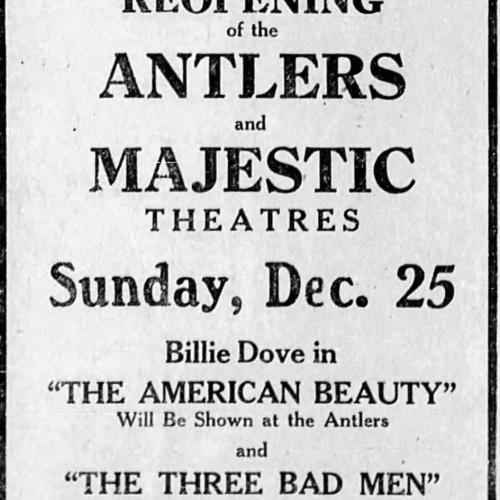 Majestic theater re-opens after an epidemic, 1927