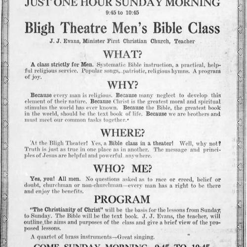 Bible class at the Bligh theater, 1924
