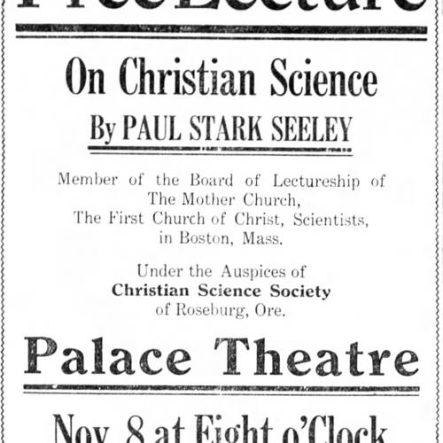 Free lecture at the Palace theater, 1917