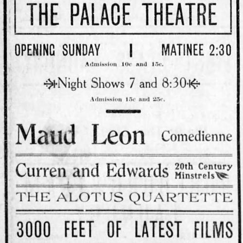 Palace theater opens, 1911