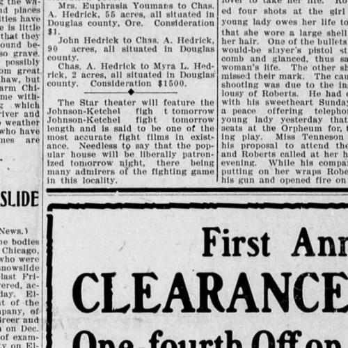 This clip is from the Evening News in Roseburg Oregon and tells the reader about the buying of a vacant lot that was adjacent to the star theater