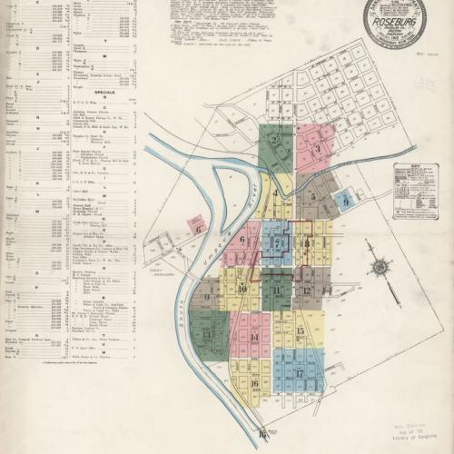Fire Insurance Map from Roseburg Oregon dated August 5th, 1912
