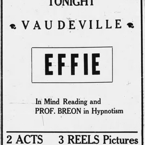 Large newspaper ad for Effie the mind reader at the Idlewile