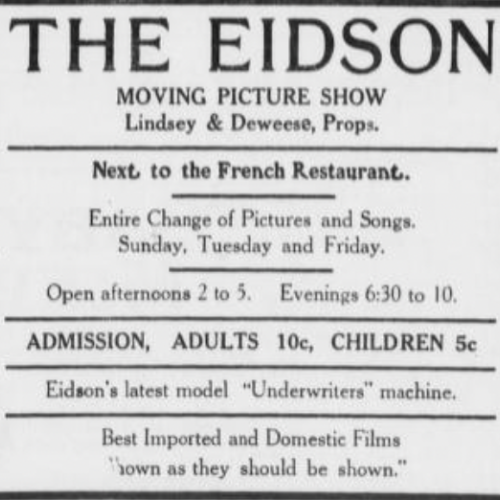 Advertisement for The Eidson Theater