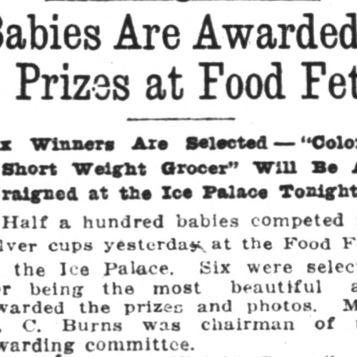 The Food Fete held at the Ice Palace held a contest for babies.